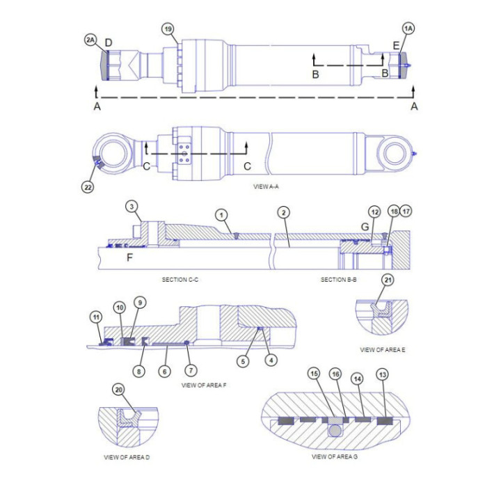 Ремкомплект гидроцилиндра ковша CAT 320D 2590656/3500976