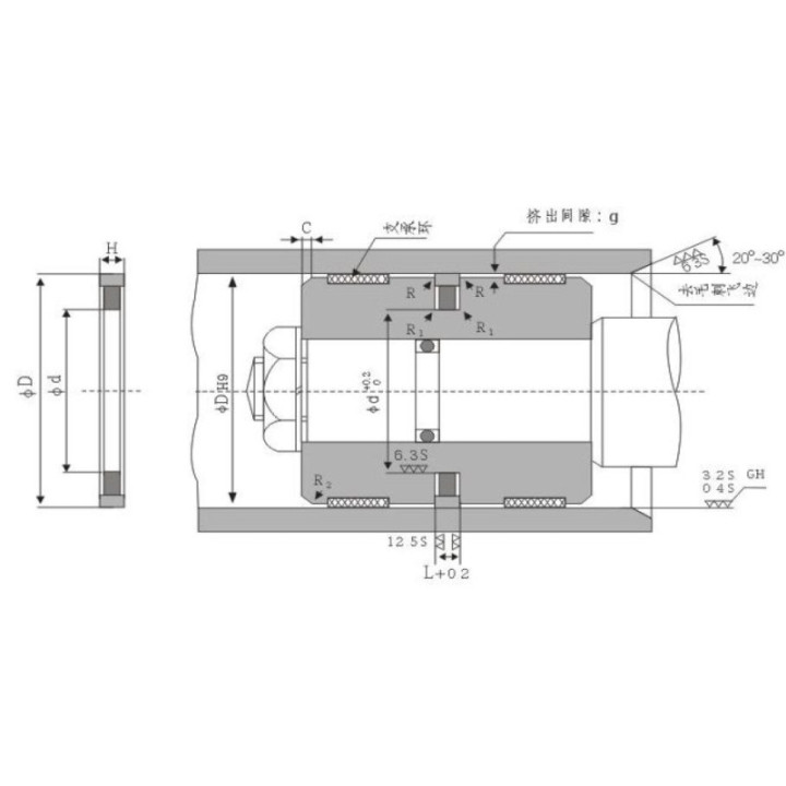 Уплотнение поршня гидроцилиндра SPGA 110-94-7.3 (CAT)
